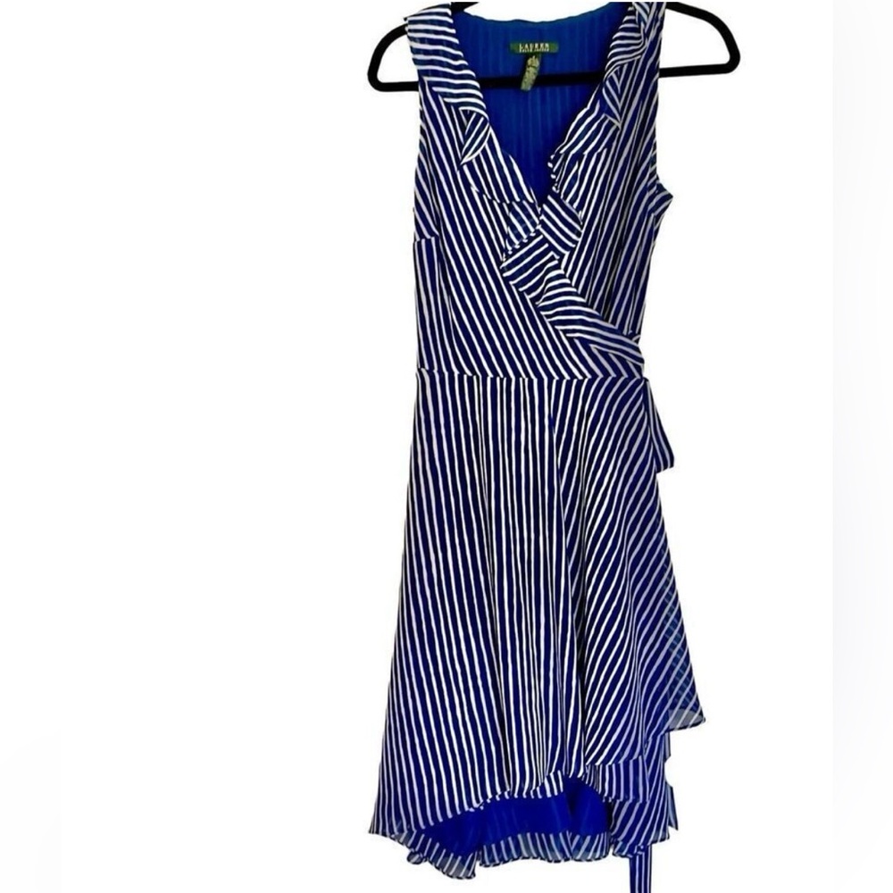 Ralph Lauren Blue and White Striped High Low Dress